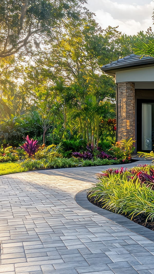 Custom-designed paver pathways installed in Garwood, New Jersey Paver sidewalks and walkways installed by Northeastern PMC in Garwood, New Jersey