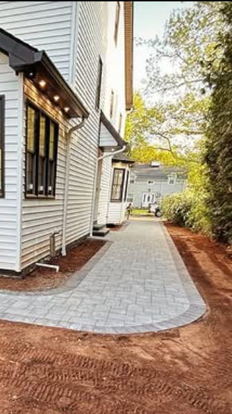 Custom-designed paver pathways installed in New Jersey Paver sidewalks and walkways installed by Northeastern PMC in New Jersey